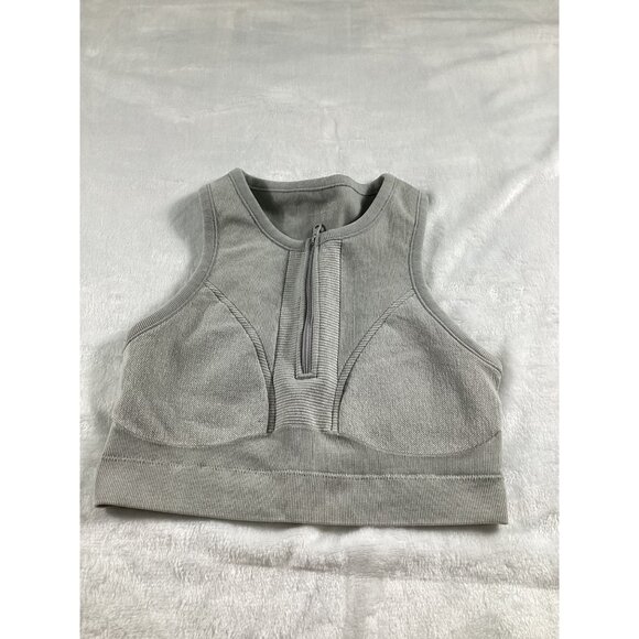 Offline By Aerie Medium Support Seamless Sports Bra With Front Zip Medium Gray - Picture 1 of 4